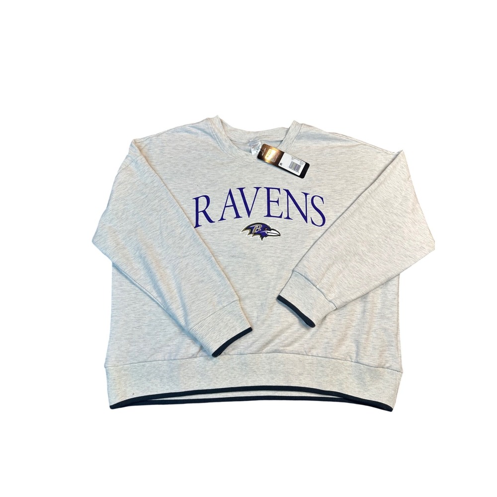 NFL Team Apparel Baltimore Ravens Women Heather Gray Fleece Sweatshirt XL 680027